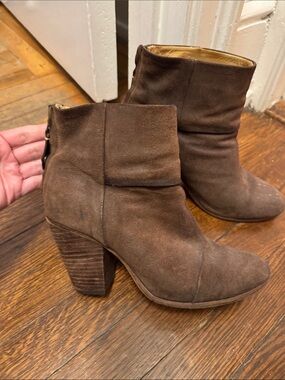 rag & bone Brown Suede Stacked Heel Ankle Booties